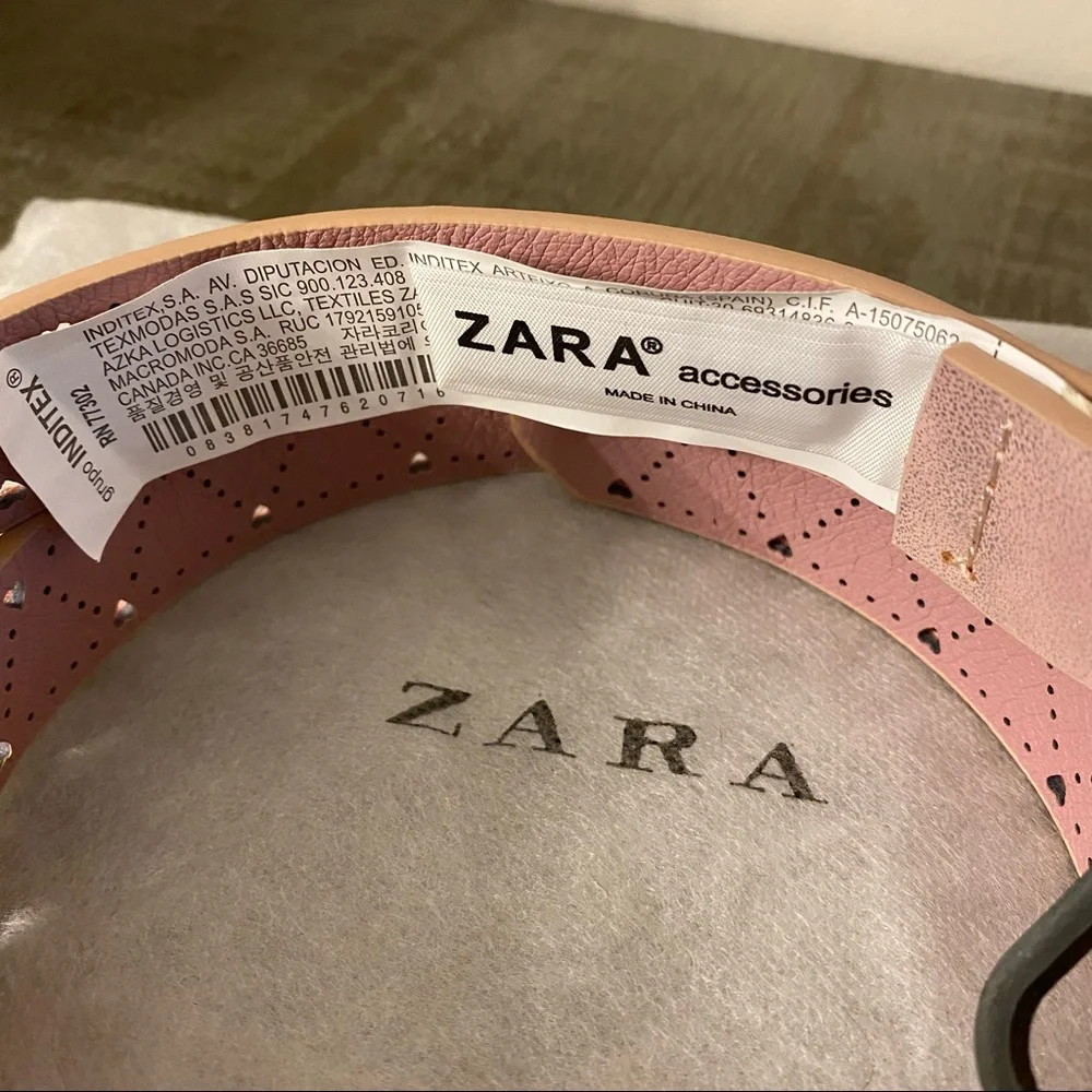Zara Kids Pink Heart Belt – NWT with Dust Bag – 35” Length